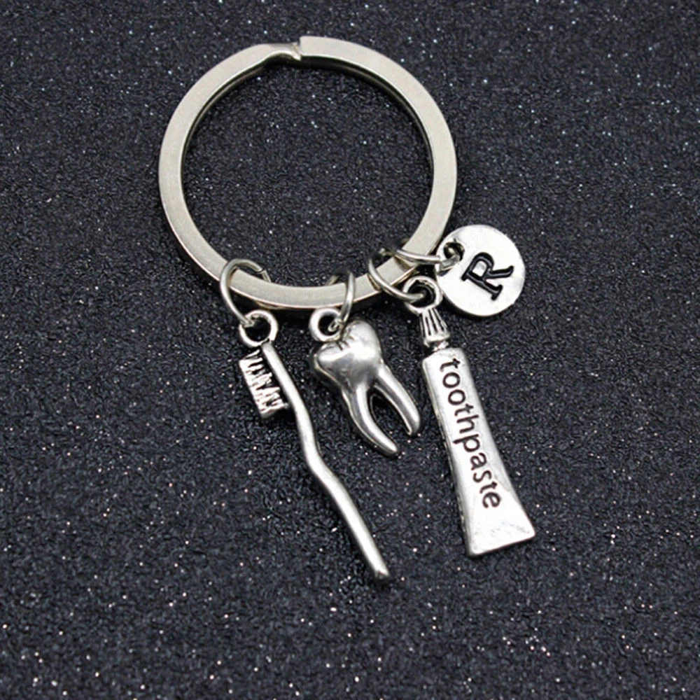 Creative Tooth Toothpaste Toothbrush Pendant Key Chain Key Ring