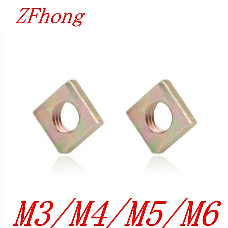 

50pcs steel with zinc M3 M4 M5 M6 Thin Metric Square Nuts