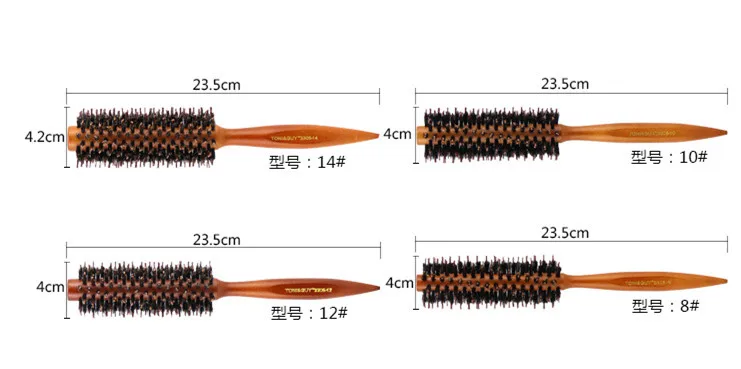 1 шт. 4 размера деревянная щетка для волос Антистатическая высокая термостойкость круглая бочка Расческа для укладки волос сушка инструмент для завивки