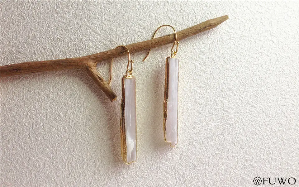 Natural Selenite Crystal Blade Earrings 9