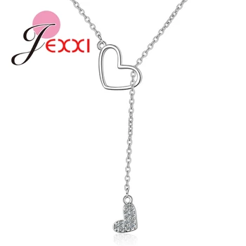

Sweet Novel 925 Silver Heart With Heart Pendant Female Necklace Simple Korean Design For Girl First Love Wedding Christmas