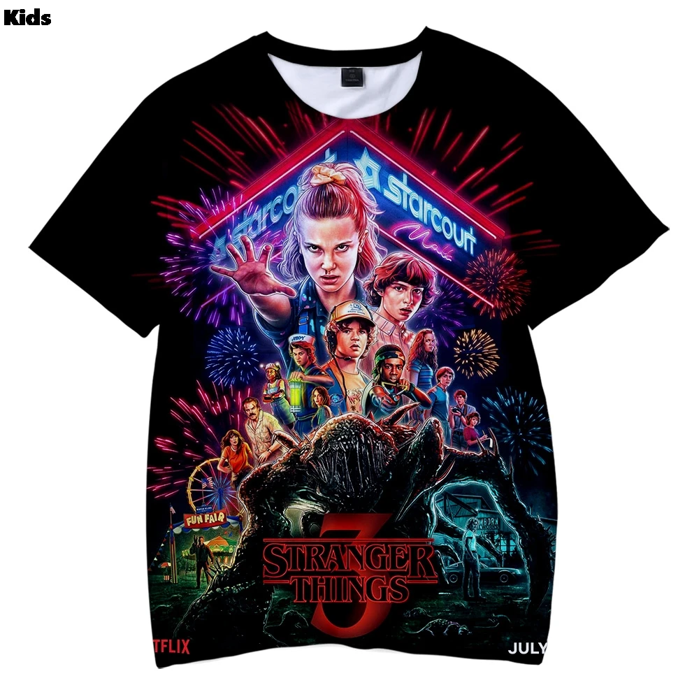 

Boys 3d Printed 3d T Shirt 2019 TV Show Summer T Shirts Harajuku Stranger Things Tops Tees Kids Casual Children Clothes T-shirt