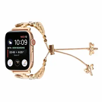 

Jewelry Watchband for Apple Watch42/44 38/40mm Dragonfly Pendant Rhinestone Bracelet Band Strap for iWatch1 2 3 4stainless steel