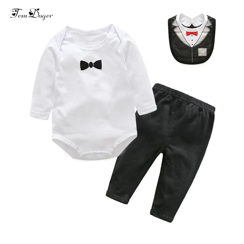 

Tem Doger Baby Boy Clothing Sets 2019 3PCS Newborn Infant Clothes Bodysuit+Pants+Scarf Outfits Bebes Cute Clothing for 3-24M