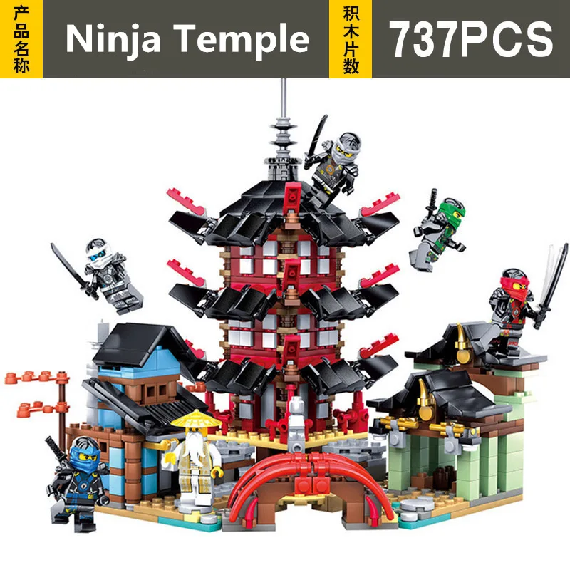 

737pcs Diy Ninja Temple of Airjitzu Ninjagoes Smaller Version Building Blocks Set compatible with Legoingly Toys for Kids Bricks