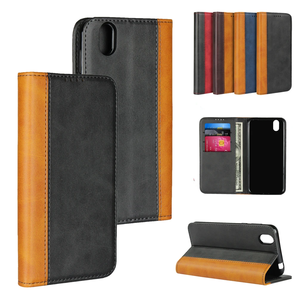 

LUCKBUY For Sharp Aquos sense SHV40 / SH-01K Color Matching Calf Grain Leather Case for AQUOS R2 SH-03K Magnetic Wallet Cover