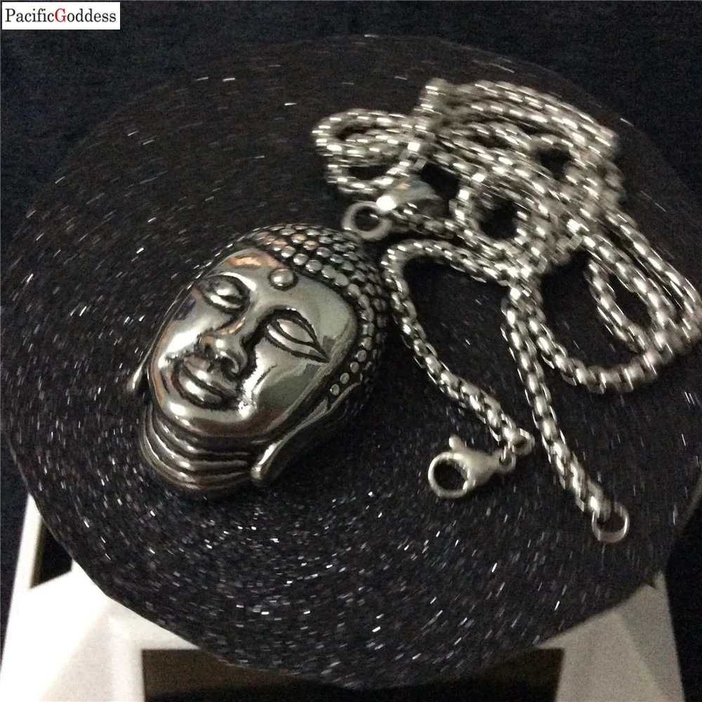 Нержавеющая Сталь модные ювелирные изделия ожерелье кулон в виде головы Будды цепи звено ожерелье для женщин и мужчин