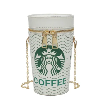 

Coffee Cup Women's Purse Round Handbag Women Coffee Bag Chain Shoulder Creative Ladies Mini Mobile Phone Bag Free GIFT