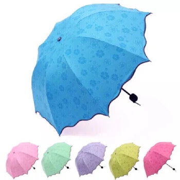 

6 Colors Magic UV Folding Flowering Umbrella Portable Sun & Rain Windproof Travelling Waterproof Umbrellas Useful Sun Protection