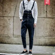27-34 хит Новая мужская одежда комбинезон Корейская версия мода Тонкий джинсовый комбинезон подтяжки Маленькие ноги джинсы