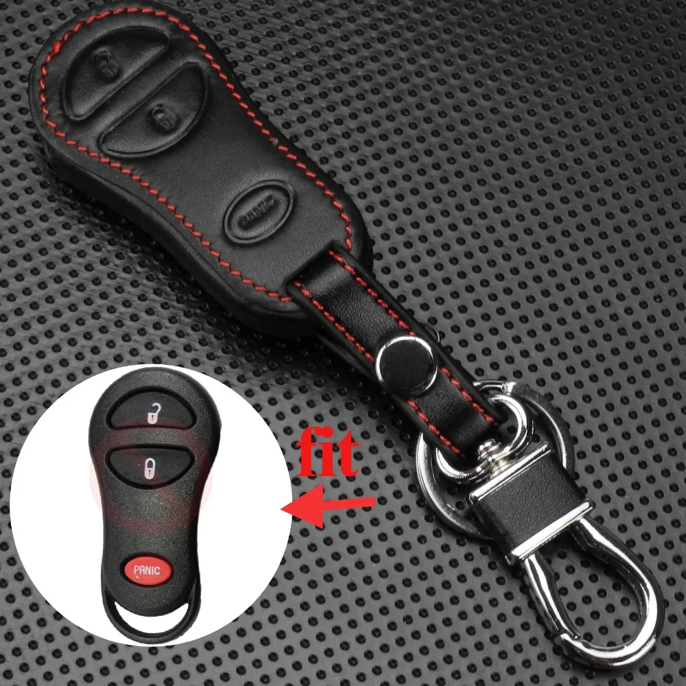 Remote 3 Buttons Car Key Case Cover Leather For Chrysler Dodge Jeep