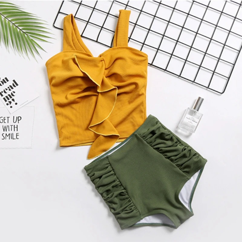 

Swimwear women tankini 2018 Bikini Set Push-up Padded Tops Swimsuit Beach Bathing Suit costume intero donna two piece