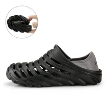 Летняя непромокаемая обувь мужские пляжные сандалии повседневные воздухопроницаемые тапочки на плоской подошве