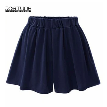 

Women Shorts Wide Leg Summer Fashion Elastic Waist Plus Size Casual Woman Short Pants Female Cotton Baggy Shorts Blue Black Gray