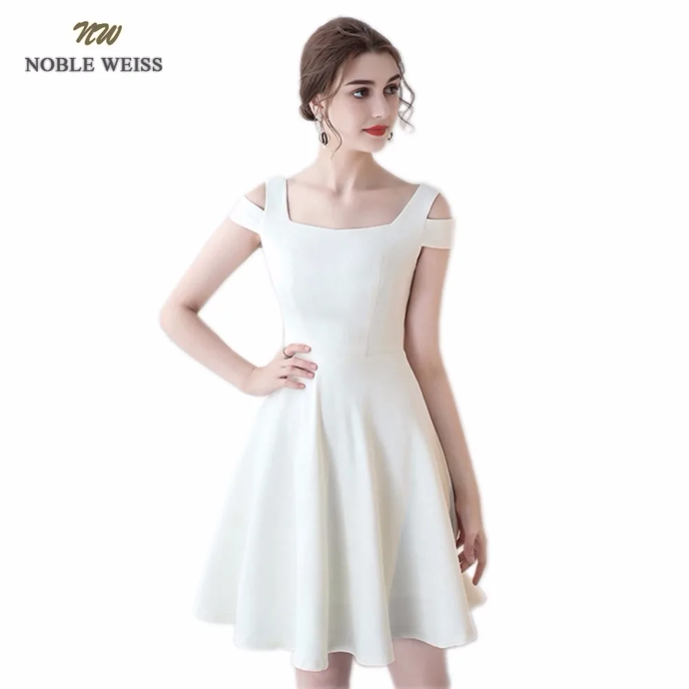 

NOBLE WEISS Ivory Satin Prom Dress High Quality Customized Fashion Zipper Back Cheap Short Party Gown Dresses