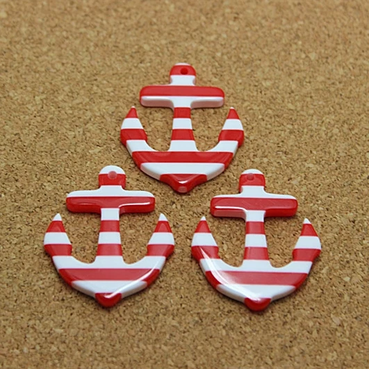

10pc 33*28mm anchor nautical sailor red-and-white resin flatback cabochon for craft art scrapbooking,necklace pendant