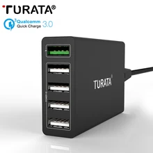 Turata 5 Ports Micro USB Quick Charger 3.0 5V/10A 50W Fast Charging Wall Universal Power IQ Mobile Phone Desktop EU US UK Plug