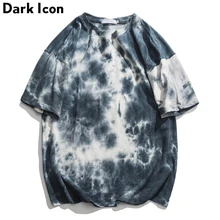 Dark Icon Tie dying Футболка Мужская Круглый вырез лодочкой футболка Hipster с коротким рукавом Хлопок футболки 3 цвета