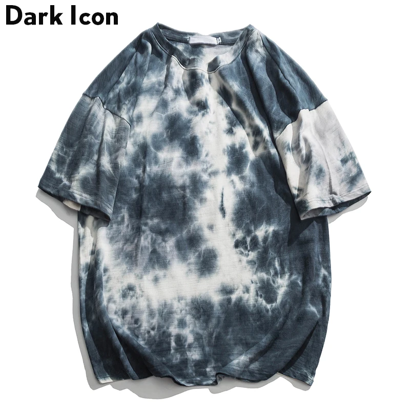 

Dark Icon Tie Dyeing Tshirt Men Round Neck Crew Neck Hipster T-shirt Short Sleeved Cotton Tee Shirts 3Colors