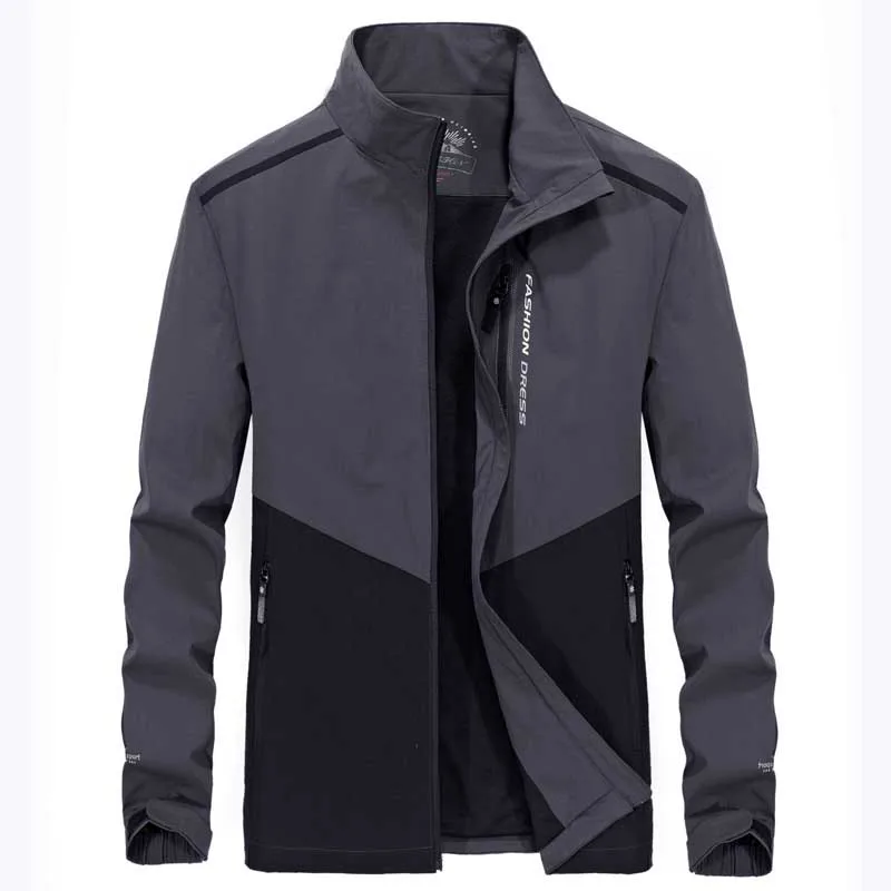 High Fashion Trend Stand Collar Jacket Men Casual Jacket Patchwork Colr