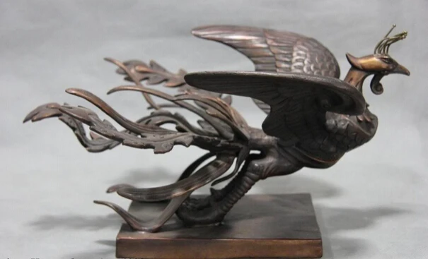 

150401 S0951 Chinese Pure Red Copper Bronze Feng Shui Lucky Fly Phoenix secular bird Statue discount 30% (C0324)