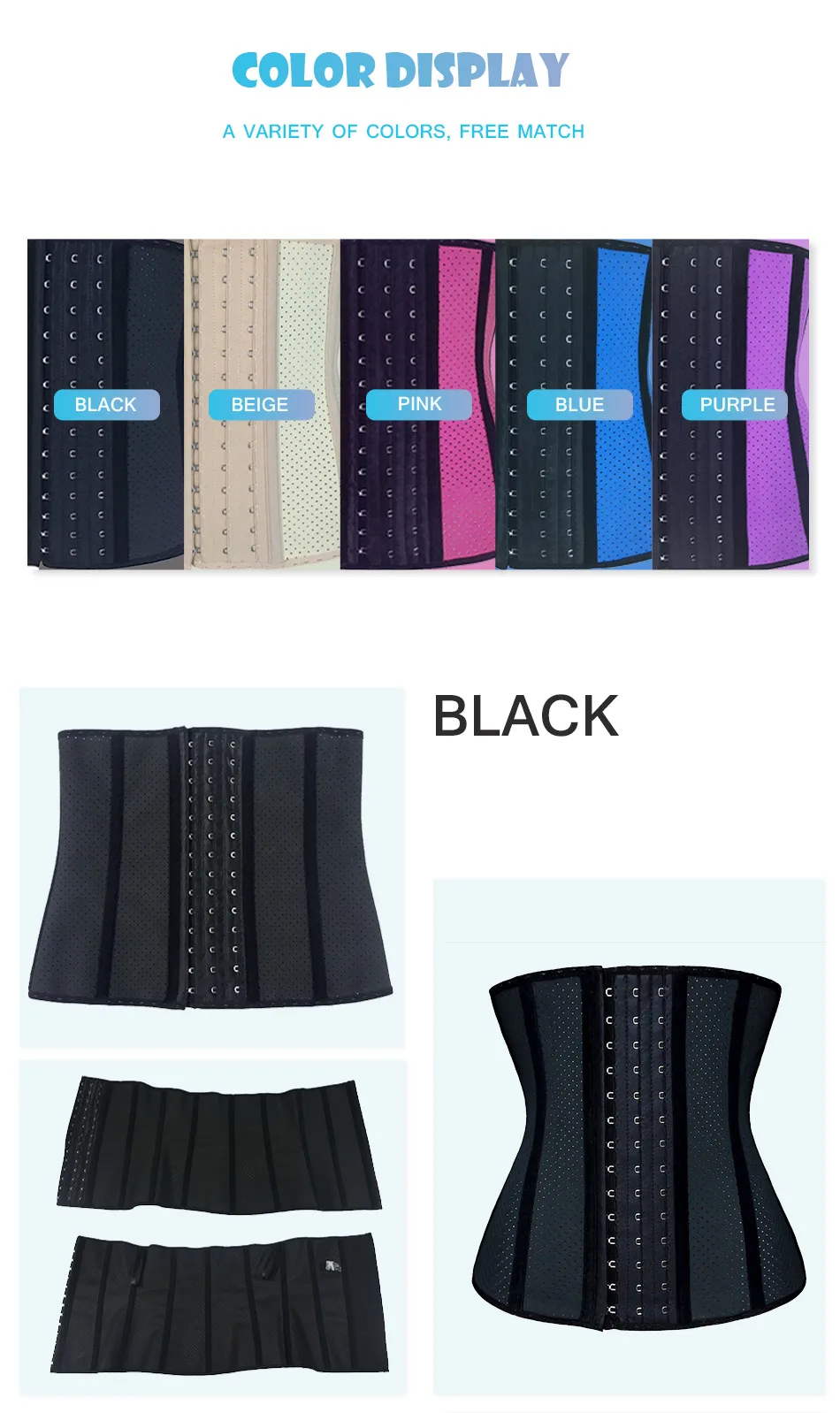 NB1279_01 Atbuty Latex Waist Trainer Breathable Cincher Corset Slim Bodysuit Workout Girdles Body Shaper Tummy Control Belt for Women (6)