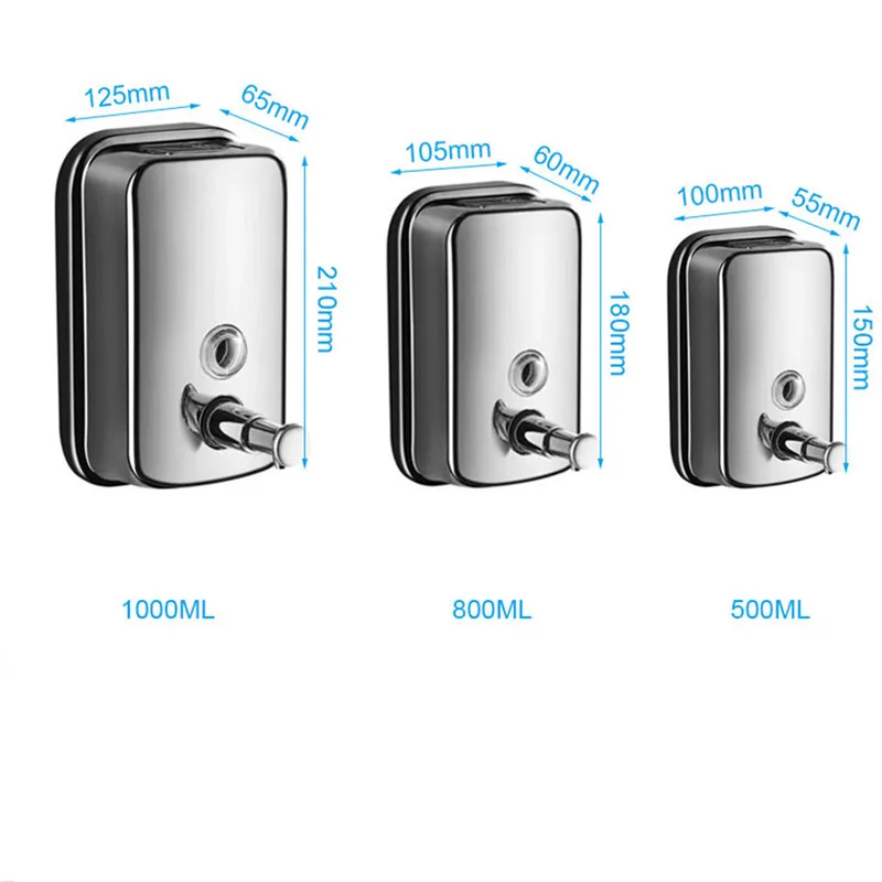 Дозатор жидкого мыла из хромированной нержавеющей стали настенный дозатор геля для душа Кухня мыльница для ванной 500 мл 800 мл 1000 мл