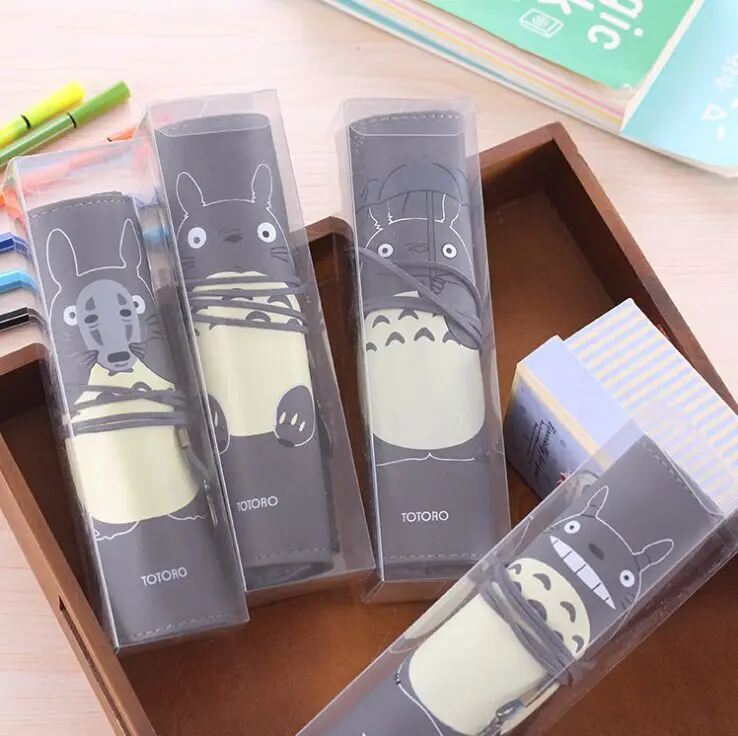 

NNRTS Cartoon creative totoro rolls pen bag the PVC box hardbound pencil case student stationery bags