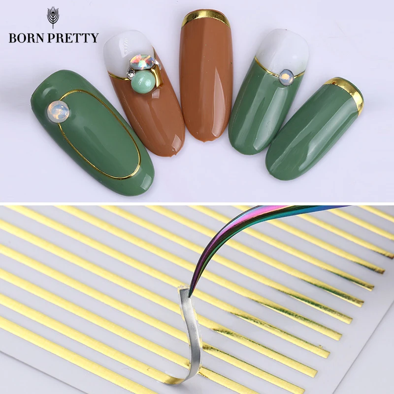  Gold Silver Metal Stripe Lines 3D Nail Sticker Multi-size Adhesive Striping Tape DIY Foil Tips Mani