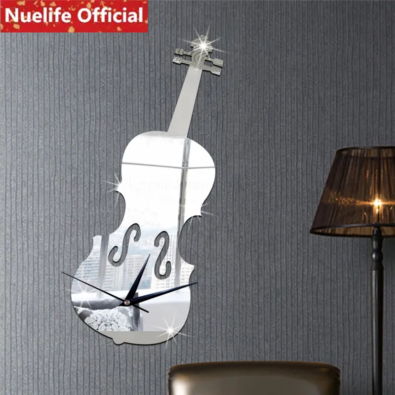 

violin design mirror clock stickers music classroom living room bedroom dining room hotel living room background wall stickers