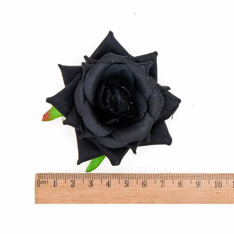 7cm Large Real Touch Artificial Black Flowers Heads Fake Silk Roses Diy