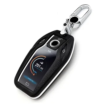 

Top Layer Leather+ABS Remote car key Case CAR shell For BMW 7 Series i8 730li 740li 750li 2017 2018 5 Series G30 X3 Display Key