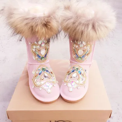hot pink fur boots
