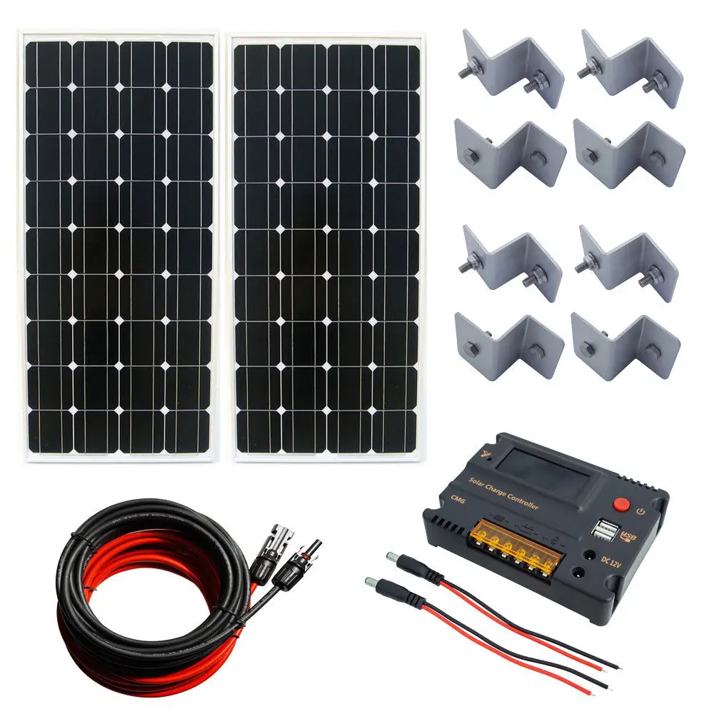 

200W Mono Solar poer panel with 20A CMG charger controller for 12V/24V battery charger home off grid solar power system 200W 18V