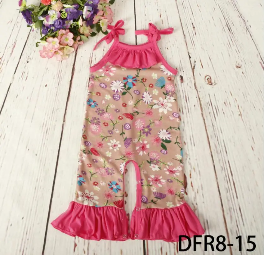 

Summer Pink Spring Fashion Infant Clothes Matching Jumpsuit Baby Floral Romper baby gowns Jumpsuit Ruffle Romper