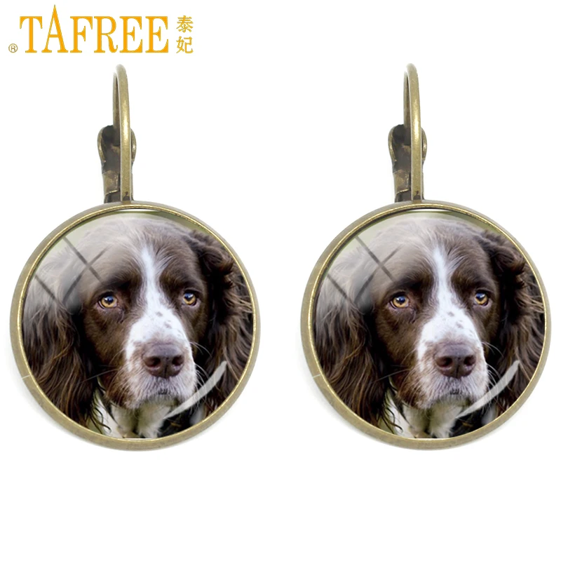 

TAFREE 2017 vintage women clip earrings cute dog charms springer boxer bulldog cocker spaniel jewelry for dog lover gifts DG23