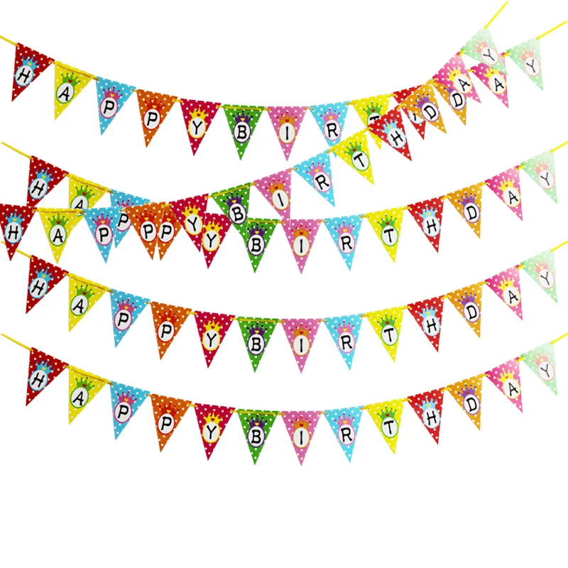 13pcs Set Cute Pigs Happy Birthday Banner Bunting Themed Party