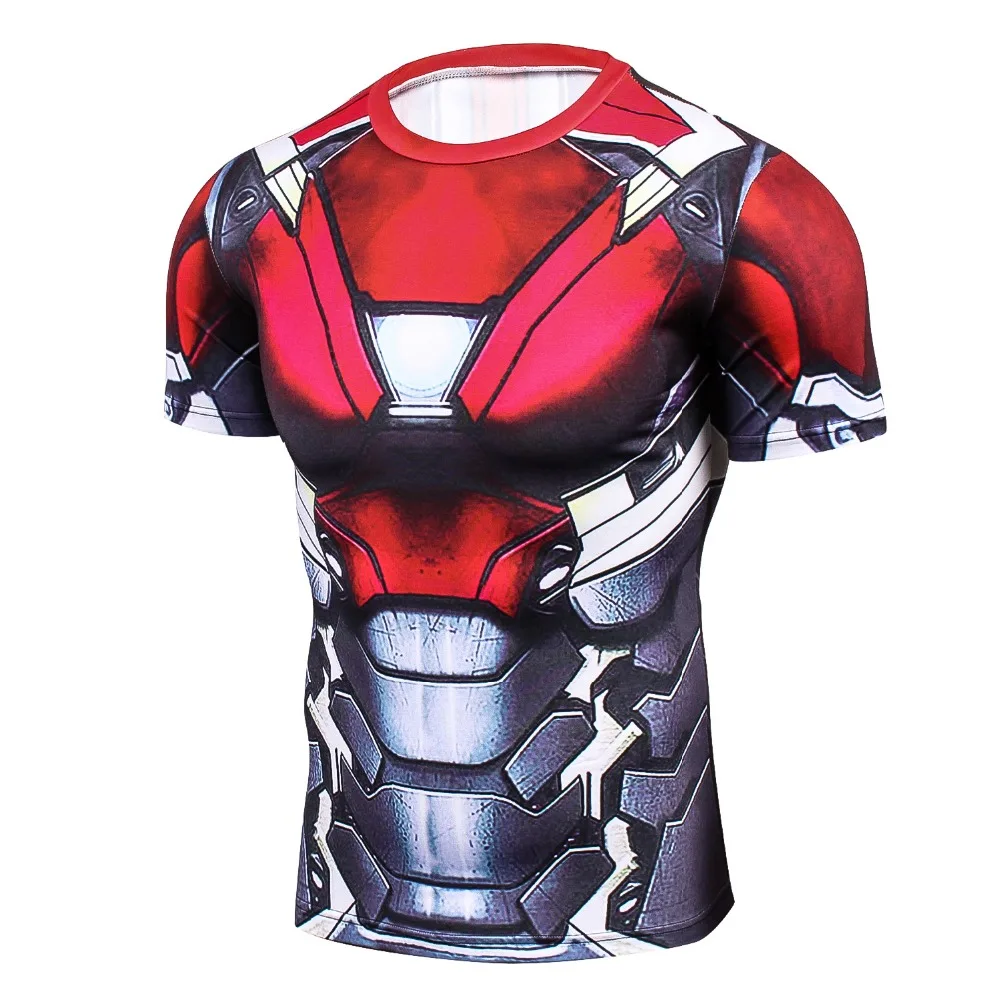 

Cool Ironman Advanced 3D Male Print Compression Shirt Slim Fit Skins Tight Men's Bodybuilding Tops Champion Shirt S-3XL