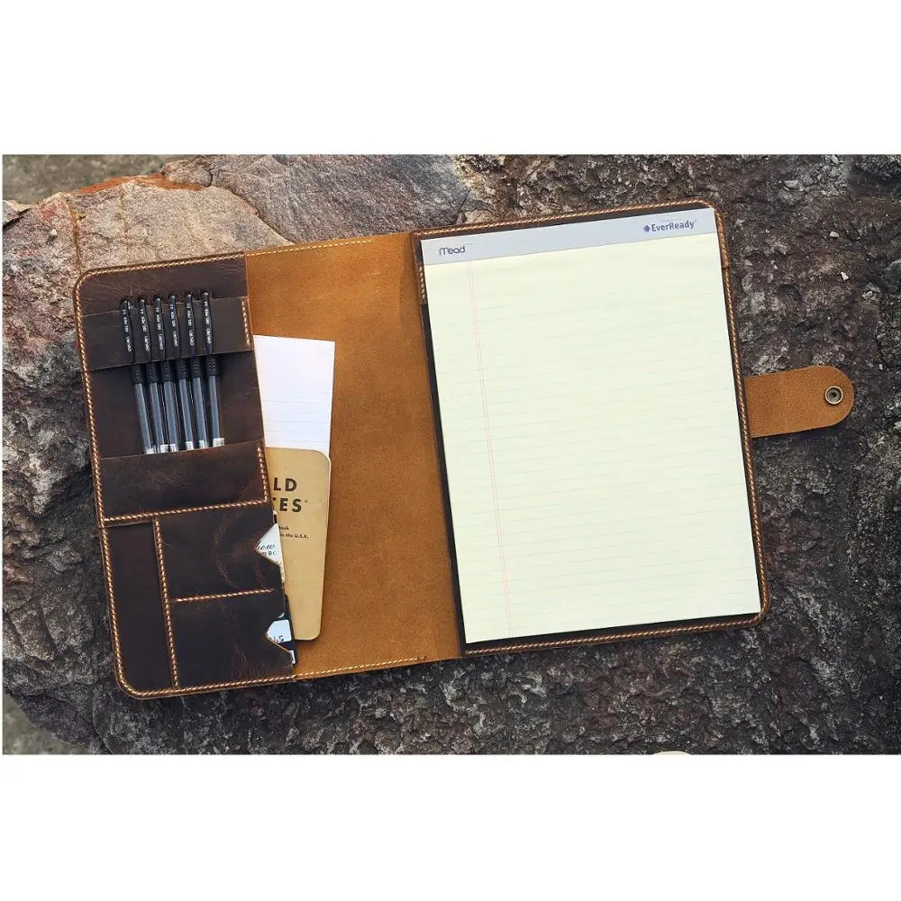 

Personalized vintage real leather business portfolio notepad folder holder for 8.5 x 11.75 letter size writing pad