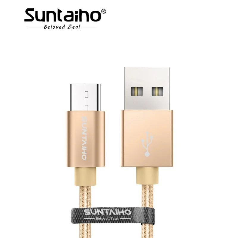 Suntaiho 6V 3A 3,1 usb type C быстрое зарядное устройство данных нейлоновый кабель для Xiaomi 5 5C 5S 5S Plus 6 7 Xiaomi mi9 для One Plus 2 3 5 Yota - Цвет: Gold