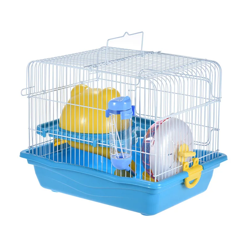 

Small Animal Hamster Gerbil Mouse Rat Cage Habitat House Hideout Playground 2-story With Feeder Water Bottle Silent Wheel Ladder
