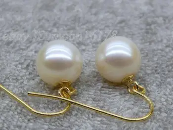 

hj 00338 Top AAA+++ White 9.5mm Round South Sea Pearl Earring 14k