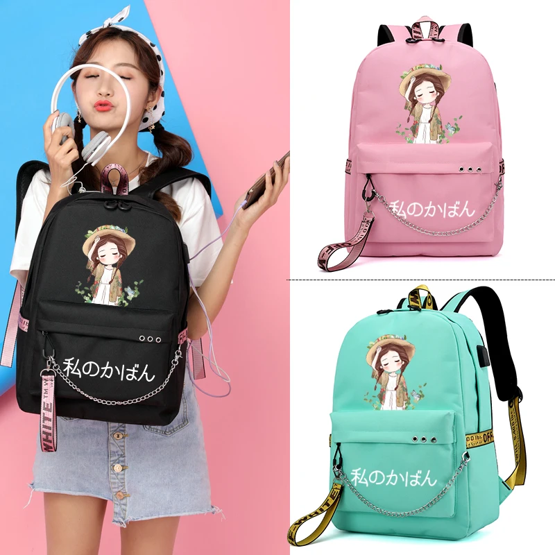 

Fashion Double Shoulder Bag Korean Edition College Style School Bag Female Middle School Students Simple Leisure Trend Backpack