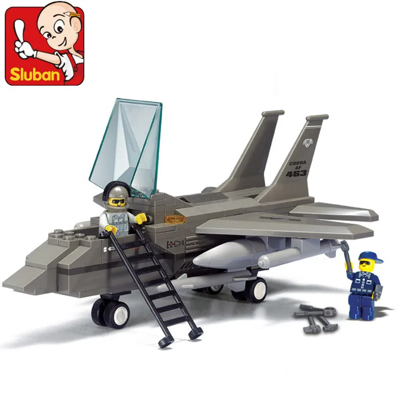 

SLUBAN 7200 Military Air Force F15 Fighter Jet Plane Model Building Blocks Enlighten Figure Toys For Children