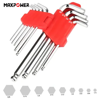 

9pcs 1/16 -3/8 inch Crv Ball Point Hex Allen Key Set Wrench Cycling Repair Tool Kit Dropship Spanner Repair Bicycle Hand Tool B4