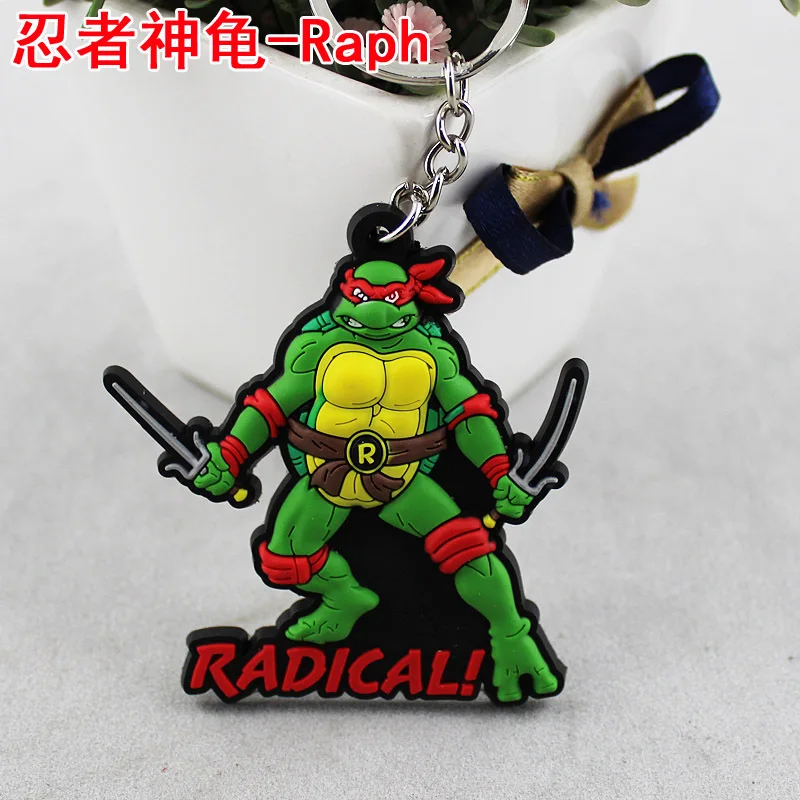 

2015 Promotion New Arrival Rose Plated Men Key Porte Clef Keyring Comic Tmnt Raph Turtle Keychain Anime Pvc Can Be Customized
