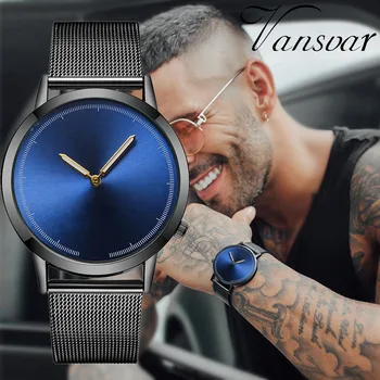 

OTOKY Watch Mens Watch Casual Quartz Watches Stainless Steel Band New Strap Analog Wrist Watch Men Wristwatch Clock 19April19