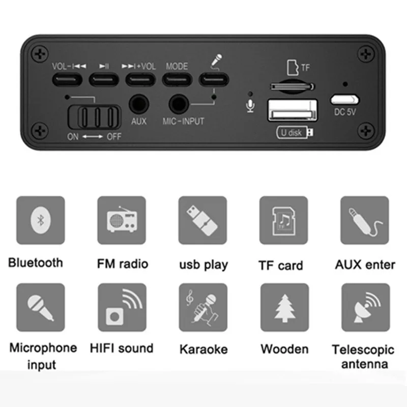 Bluetooth беспроводной бас-динамик Многофункциональный Hifi деревянный сабвуфер звуковая коробка Поддержка FM MP3 встроенный микрофон