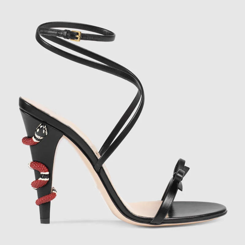 Metallic Gold Leather Sandals Snake Coiled Ankle Strappy Gradiator Shoes Women Summer Celebrity | Обувь