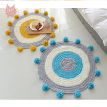 Современный стиль синий желтый круг вязать поддельные кашемир круглые ковры для дома гостиная детские ковры шары tapis Шамб SP4331